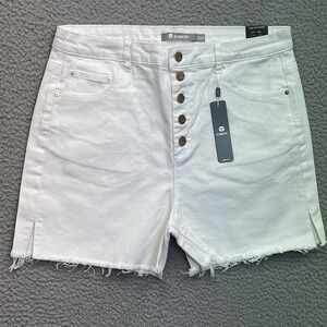 Tractr Denim Shorts Women's White High Rise Shorts 5 Button Front Slim 14/32